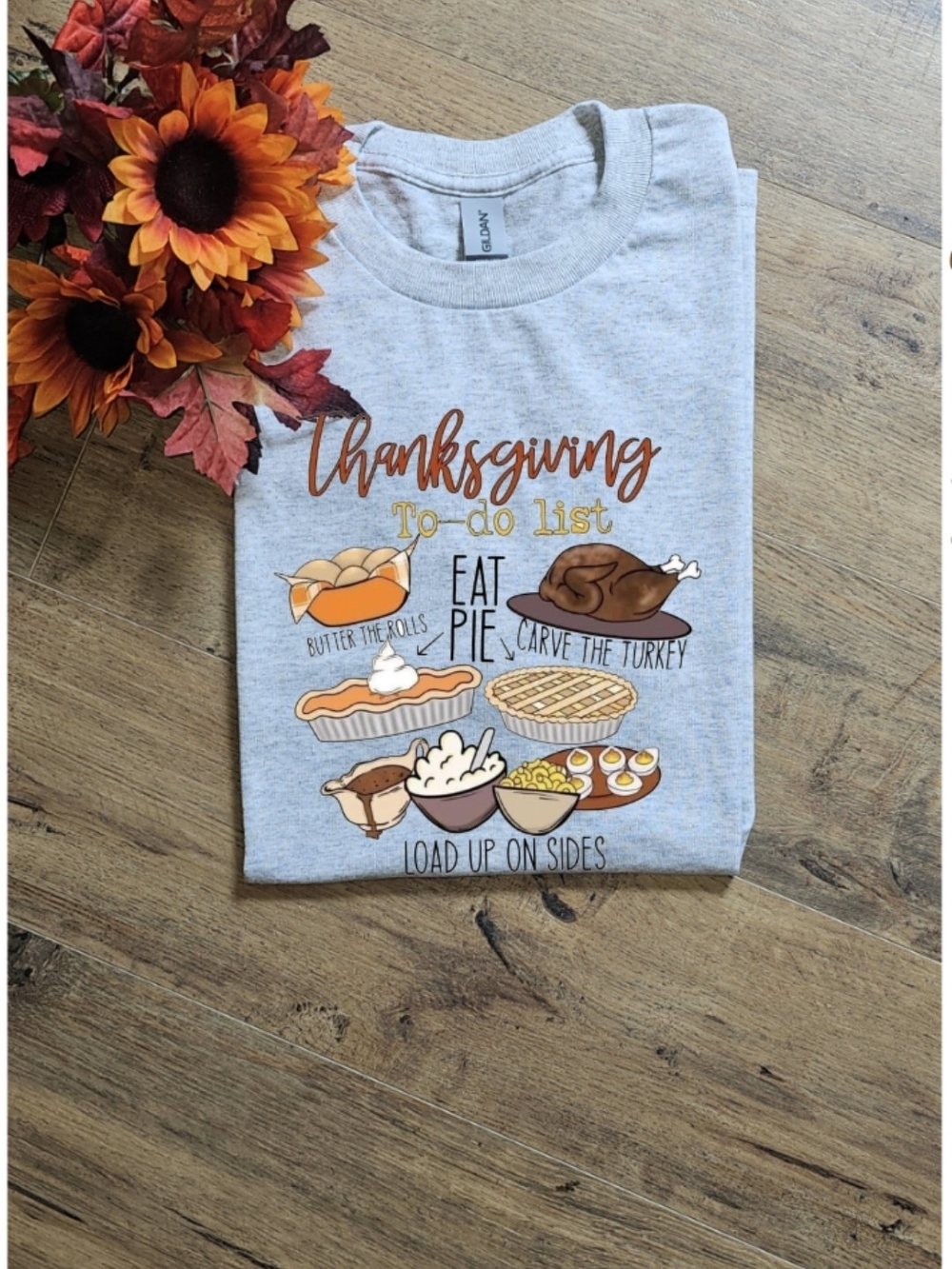 Gildan Kids Heather Gray Thanksgiving To-Do List Graphic Tee